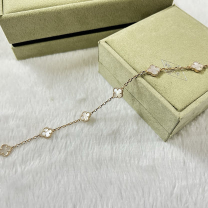 [AURORA]CLOVER 6 MOTIF WHITE MOP BRACELET