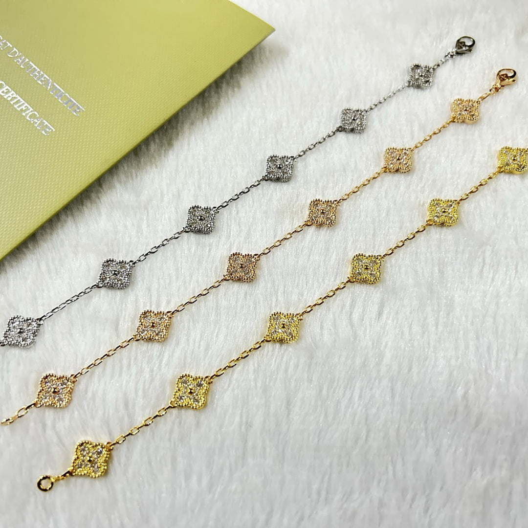 [AURORA]CLOVER 6 MOTIF DIAMOND BRACELET