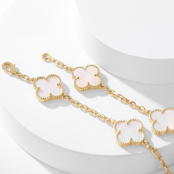 [AURORA]CLOVER 10 MOTIFS WHITE MOTHER OF PEARL NECKLACE