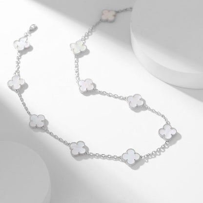 [AURORA]CLOVER 10 MOTIFS WHITE MOTHER OF PEARL NECKLACE