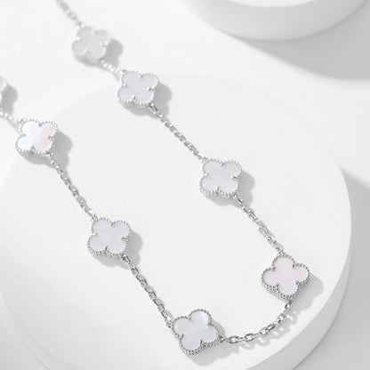 [AURORA]CLOVER 10 MOTIFS WHITE MOTHER OF PEARL NECKLACE