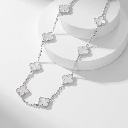 [AURORA]CLOVER 10 MOTIFS WHITE MOTHER OF PEARL NECKLACE