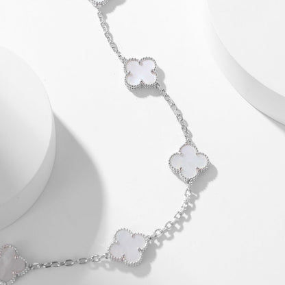 [AURORA]CLOVER 10 MOTIFS WHITE MOTHER OF PEARL NECKLACE