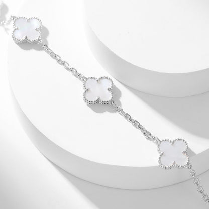 [AURORA]CLOVER 10 MOTIFS WHITE MOTHER OF PEARL NECKLACE