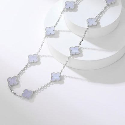 [AURORA]CLOVER 10 MOTIFS PURPLE CHALCEDONY NECKLACE