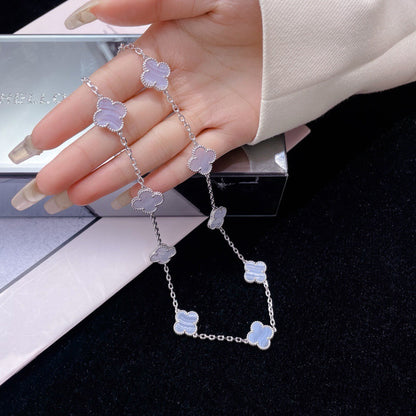 [AURORA]CLOVER 10 MOTIFS PURPLE CHALCEDONY NECKLACE