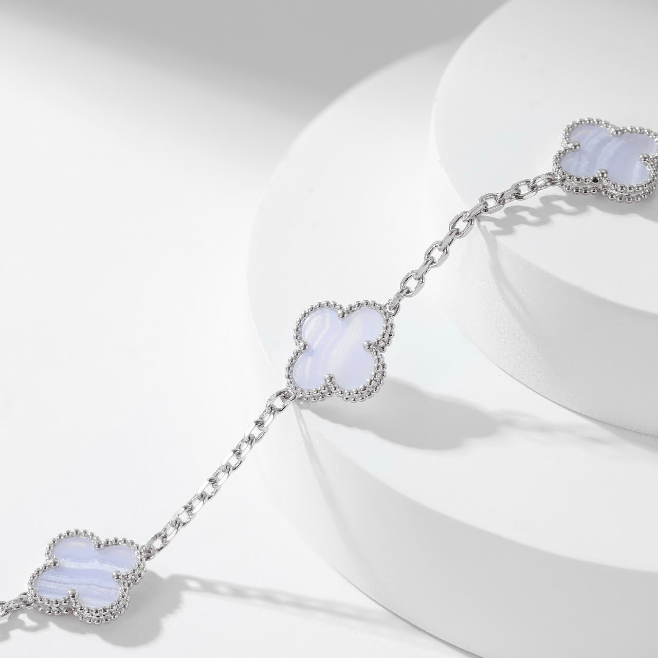 [AURORA]CLOVER 10 MOTIFS PURPLE CHALCEDONY NECKLACE