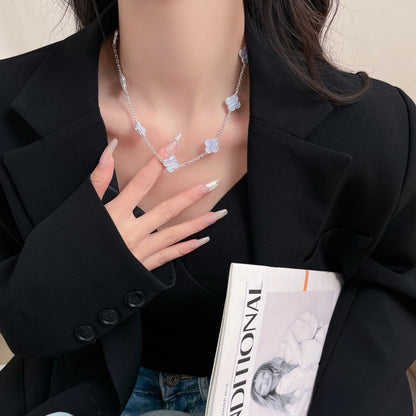 [AURORA]CLOVER 10 MOTIFS PURPLE CHALCEDONY NECKLACE