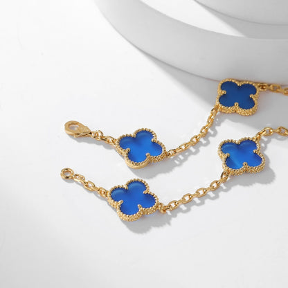 [AURORA]CLOVER 10 MOTIFS BLUE AGATE NECKLACE