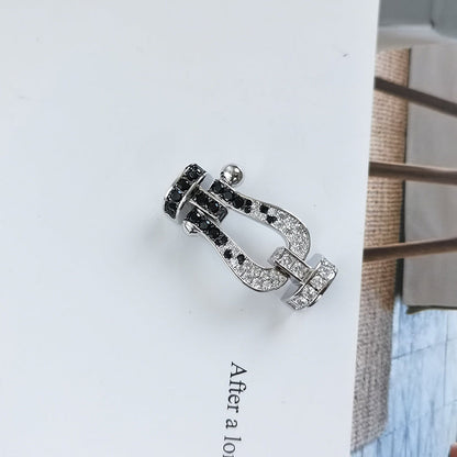 [AURORA]FORCE LARGE HORSESHOE BLACK WHITE DIAMOND BRACELET ROSE GOLD