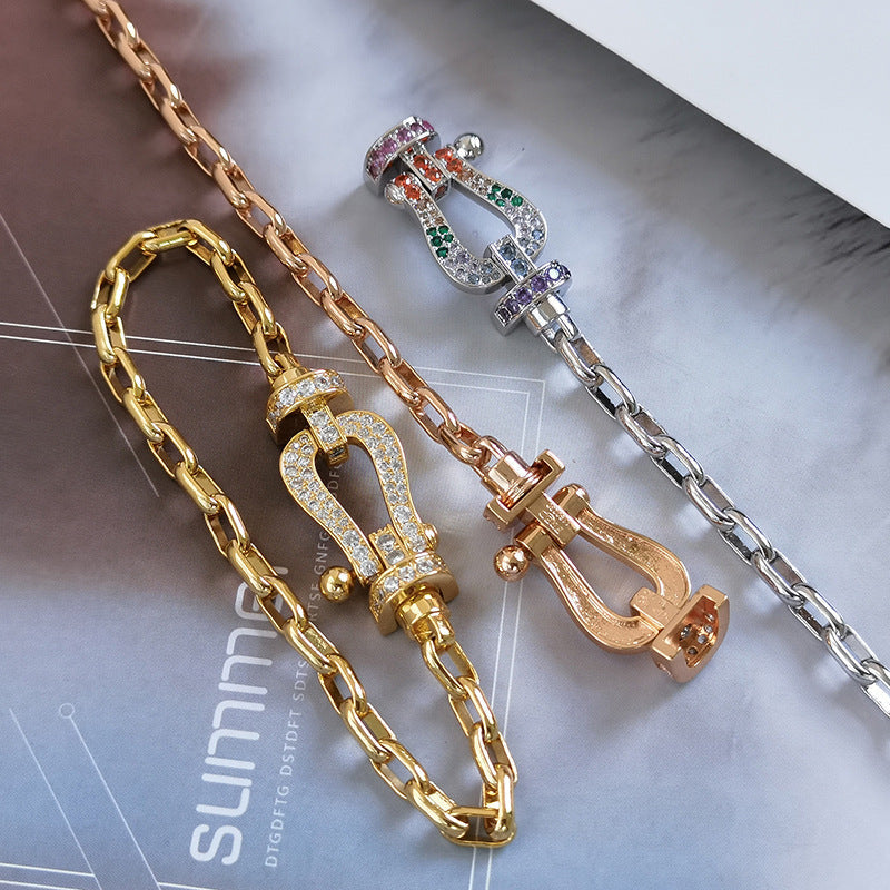 [AURORA]FORCE LARGE HORSESHOE CLASP  METAL BRACELET