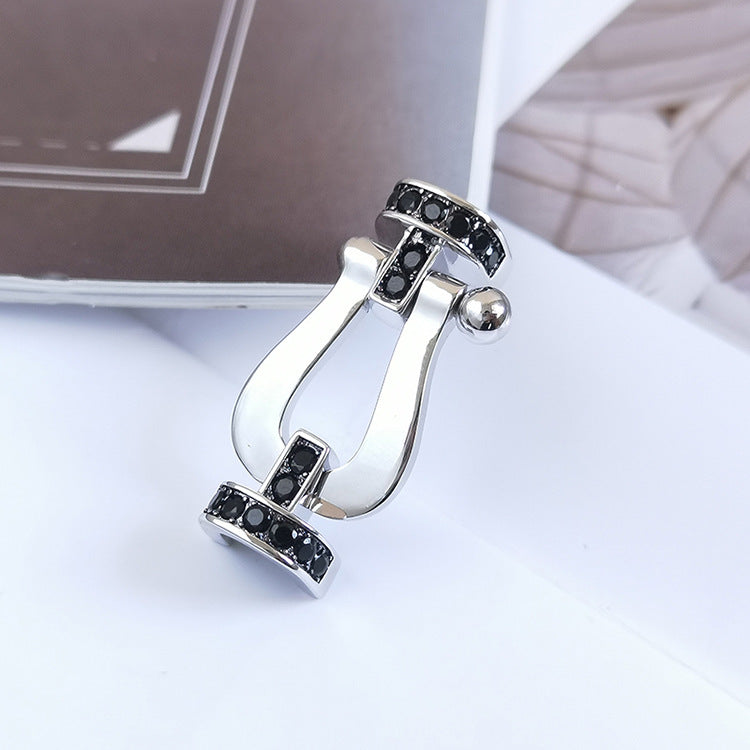 [AURORA]FORCE LARGE HORSESHOE BLACK DIAMOND BRACELET SILVER