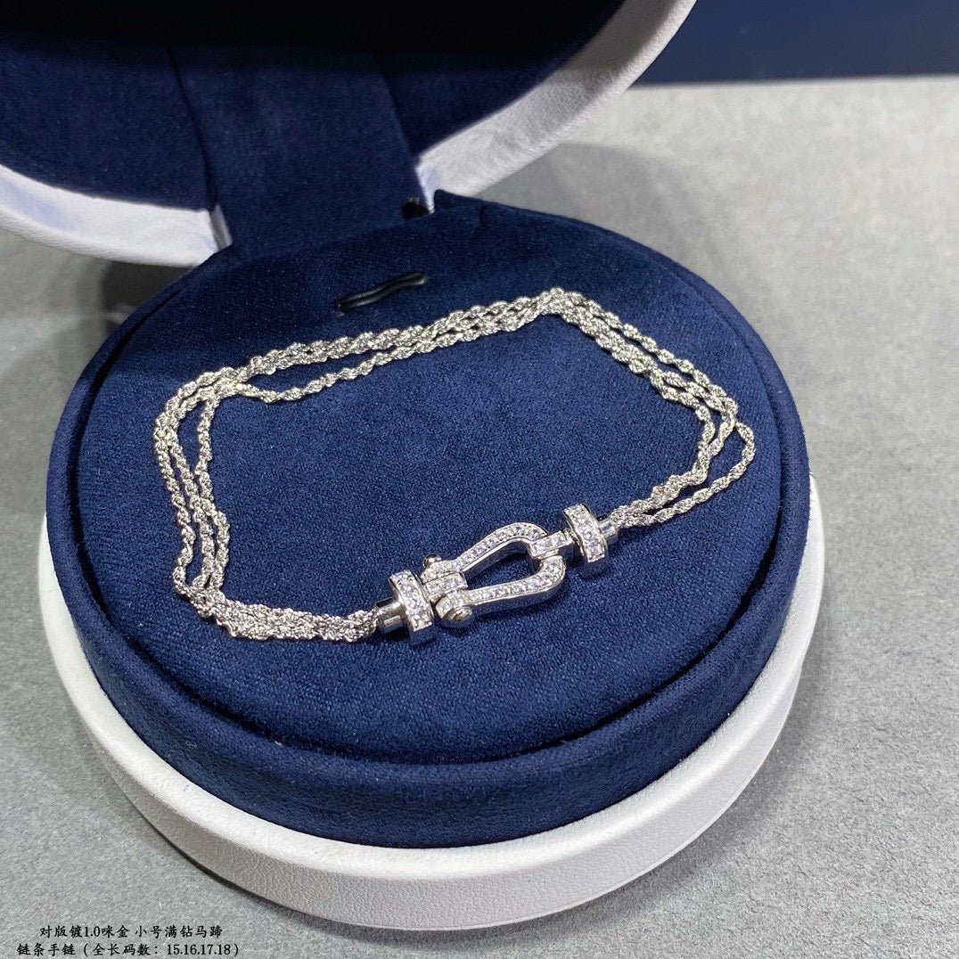 [AURORA]FORCE SMALL HORSESHOE  DIAMOND CHAIN ROPE BRACELET