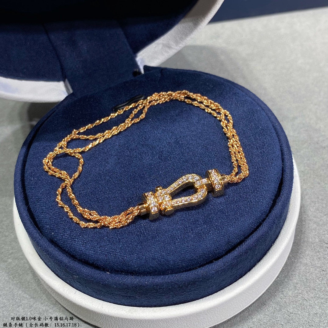 [AURORA]FORCE SMALL HORSESHOE  DIAMOND CHAIN ROPE BRACELET