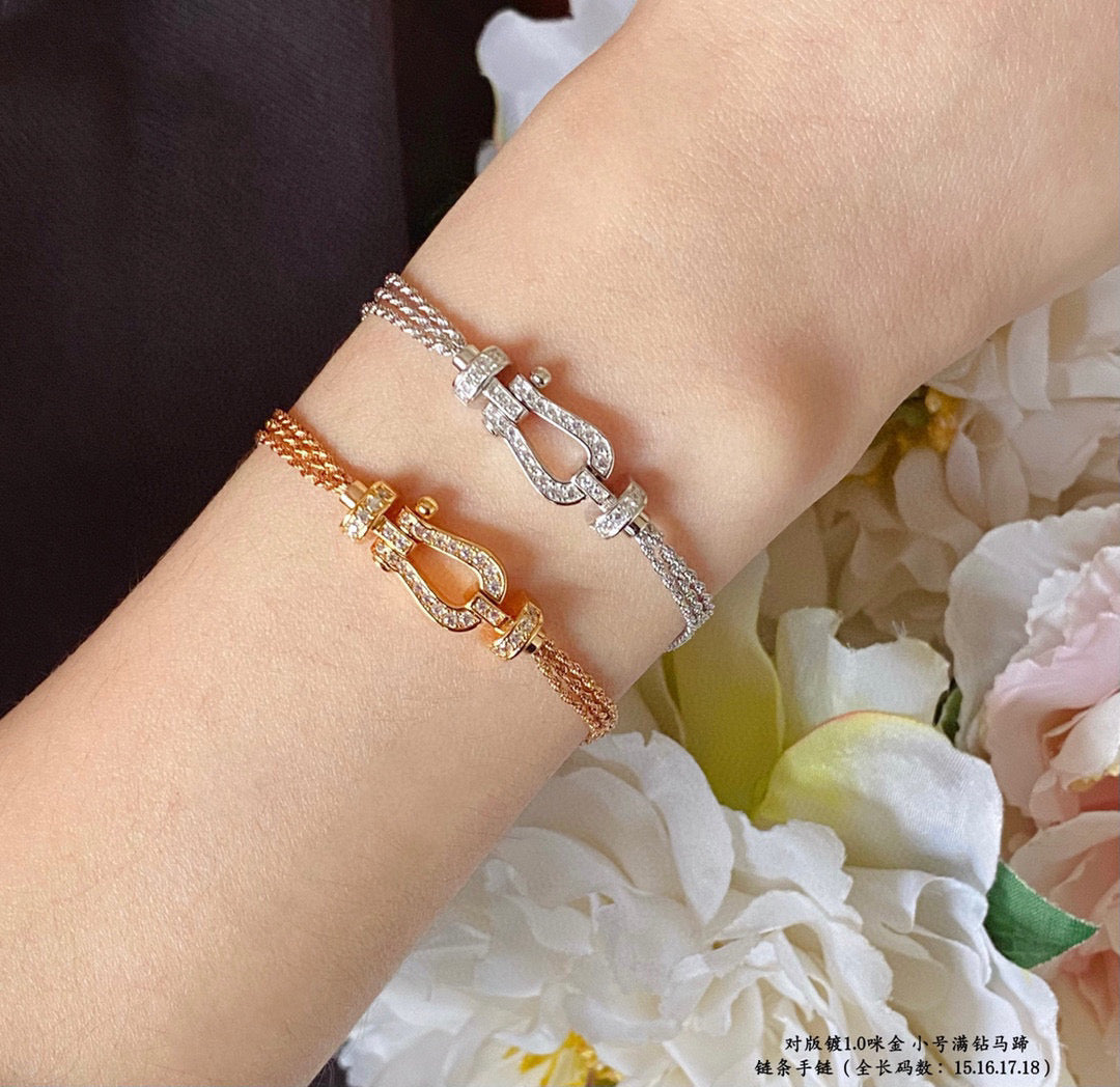 [AURORA]FORCE SMALL HORSESHOE  DIAMOND CHAIN ROPE BRACELET