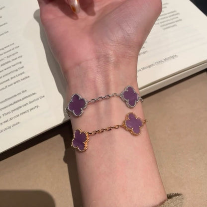 [AURORA]CLOVER  5 MOTIFS  PURPLE VIOLET BRACELET