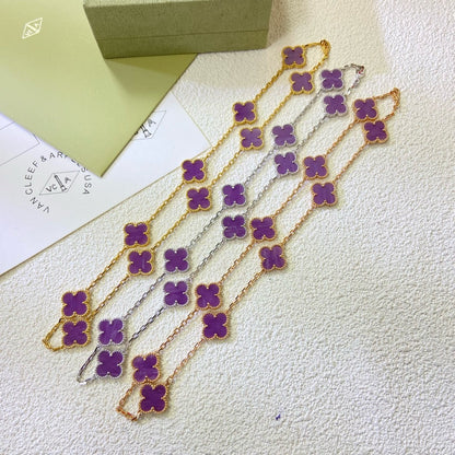 [AURORA]CLOVER 10 MOTIFS  PURPLE VIOLET  NECKLACE