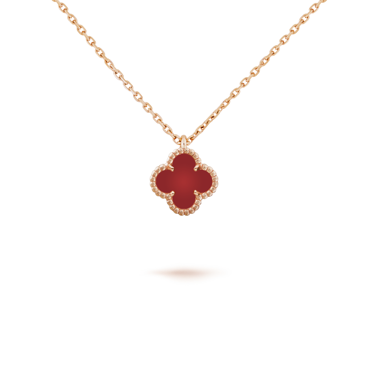 [AURORA]CLOVER MINI 9.5MM WHITE CARNELIANS NECKLACE