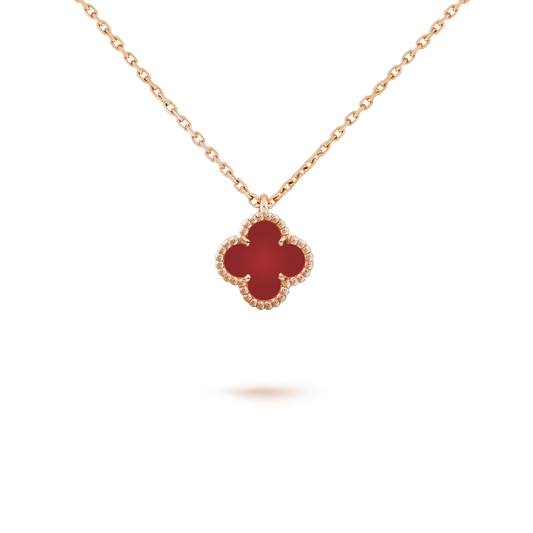 [AURORA]CLOVER MINI 9.5MM WHITE CARNELIANS NECKLACE