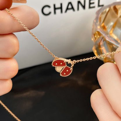 [AURORA]LUCKY  CARNELIANS LADYBUG NECKLACE