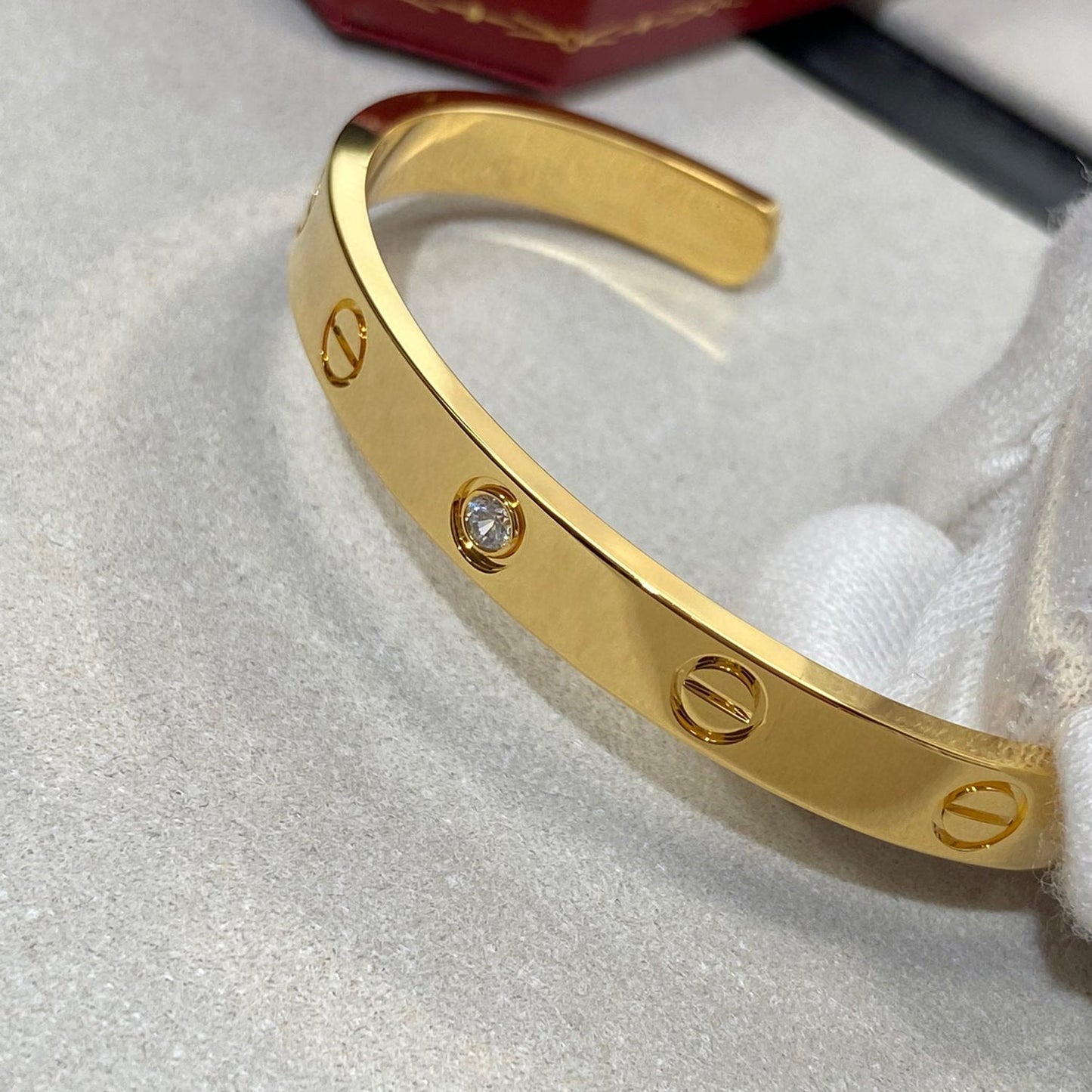 [AURORA]LOVE BRACELET 6.1MM 1 DIAMOND OPEN CUFF