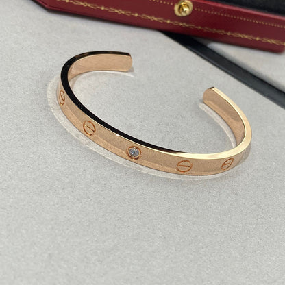 [AURORA]LOVE BRACELET 6.1MM 1 DIAMOND OPEN CUFF