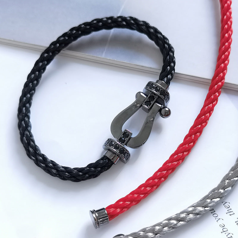 [AURORA]FORCE LARGE SERIES HORSESHOE BLACK SAMURAI BRACELET