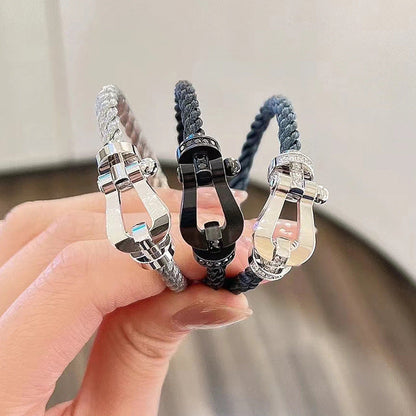 [AURORA]FORCE LARGE HORSESHOE HALF DIAMOND BRACELET ROSE GOLD