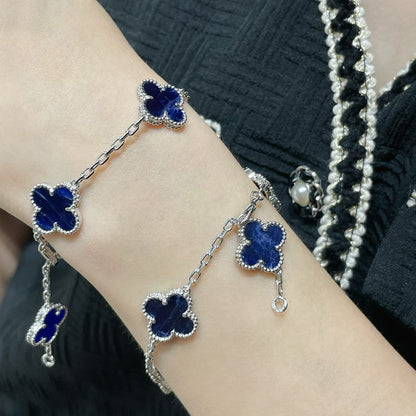 [AURORA]CLOVER 5 MOTIF PIETERSITE SILVER BRACELET
