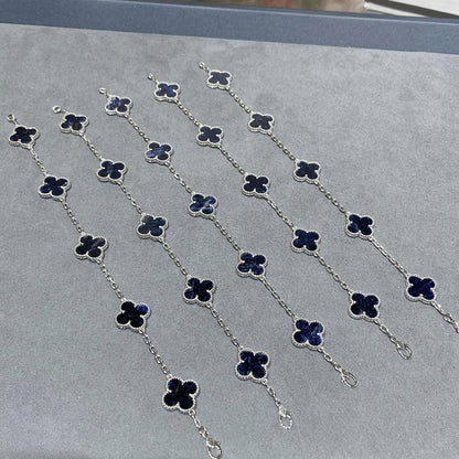 [AURORA]CLOVER 5 MOTIF PIETERSITE SILVER BRACELET