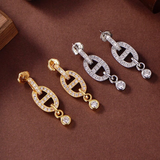 [AURORA]HM CHAINE DIAMOND EARRINGS