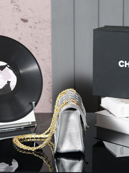 CC MINI 20 FLAP BAG METALLIZED CALFSKIN GOLD HARDWARE