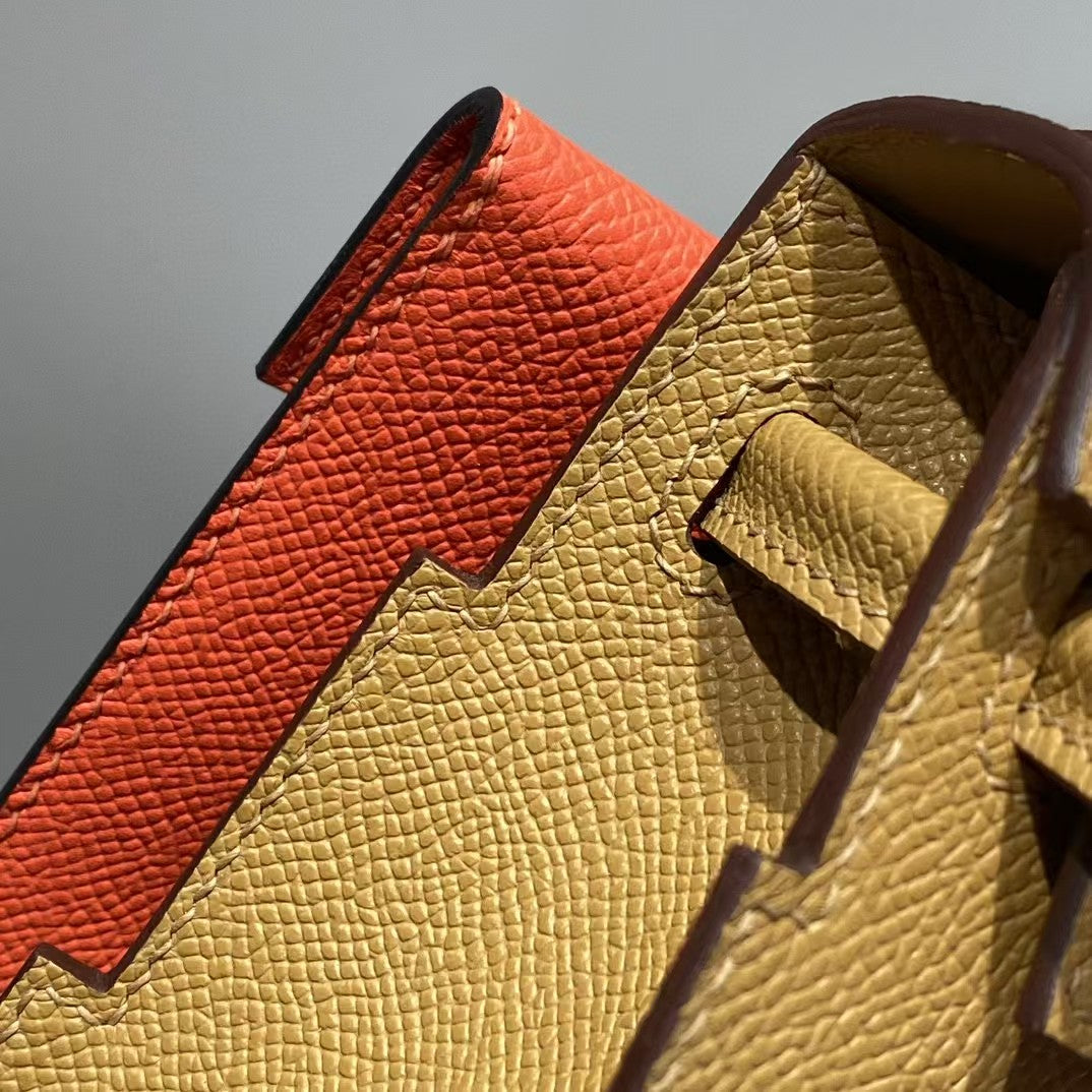 KELLY DOLL PICTO MINI 18 BROWN MIX BLUE CALFSKIN