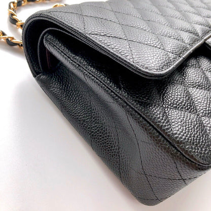 FLAP BAG 25 IN BLACK CAVIAR LEATHER GOLD HARDWARE