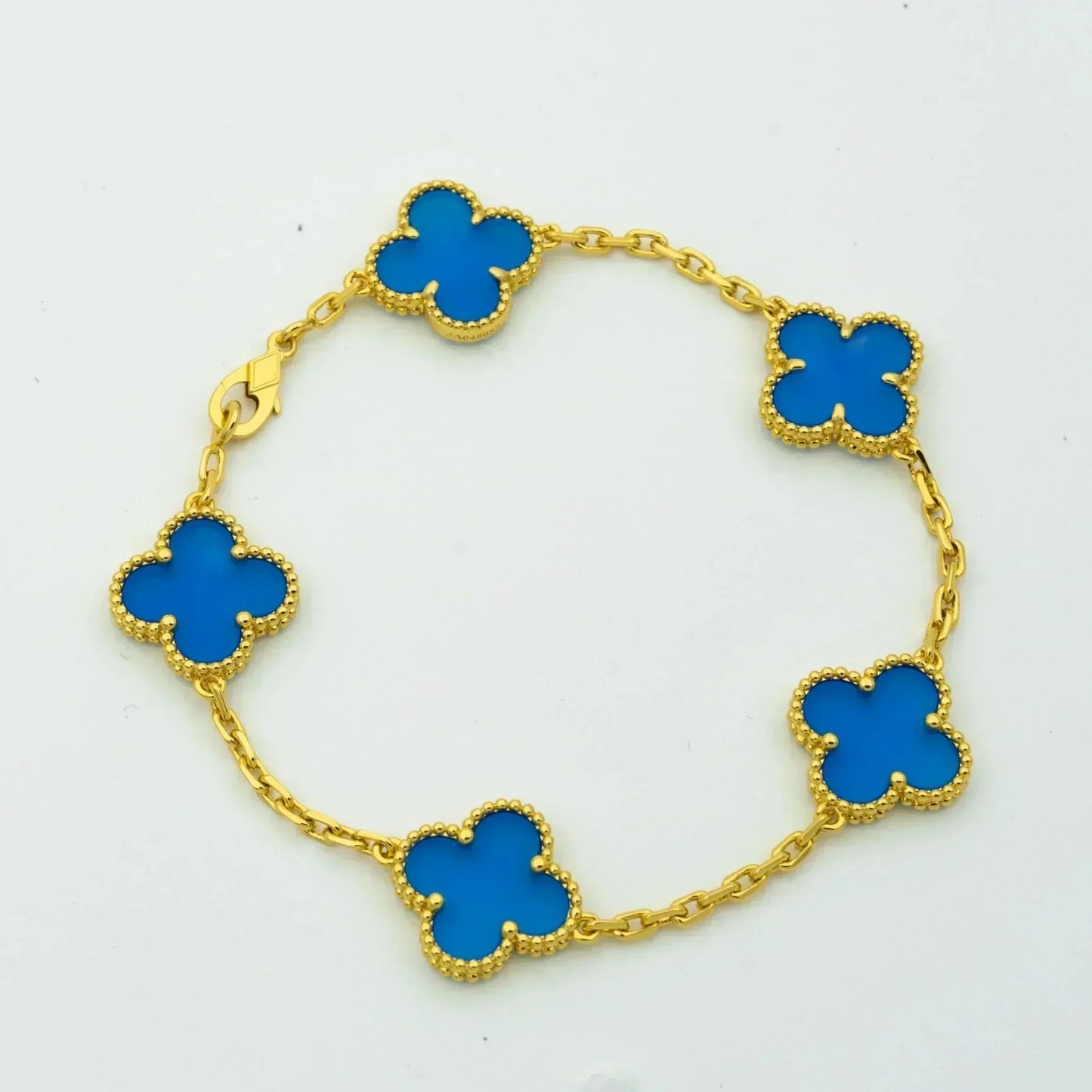 [AURORA]CLOVER 5 MOTIFS BLUE AGATE BRACELET