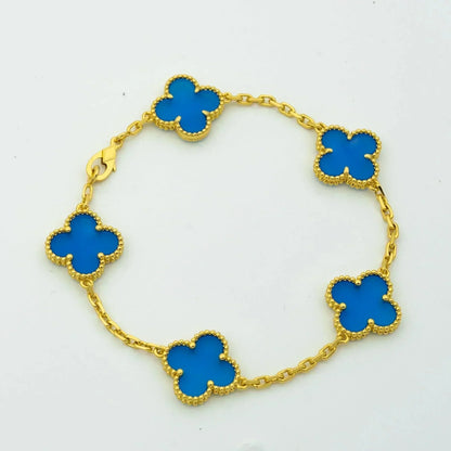 [AURORA]CLOVER 5 MOTIFS BLUE AGATE BRACELET