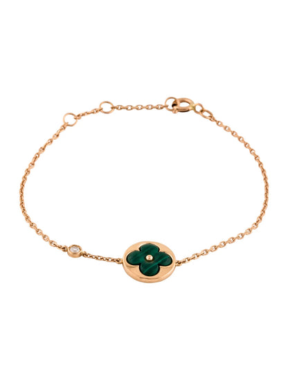 [AURORA]SUN MALACHITE 1 DIAMOND PINK GOLD BRACELET