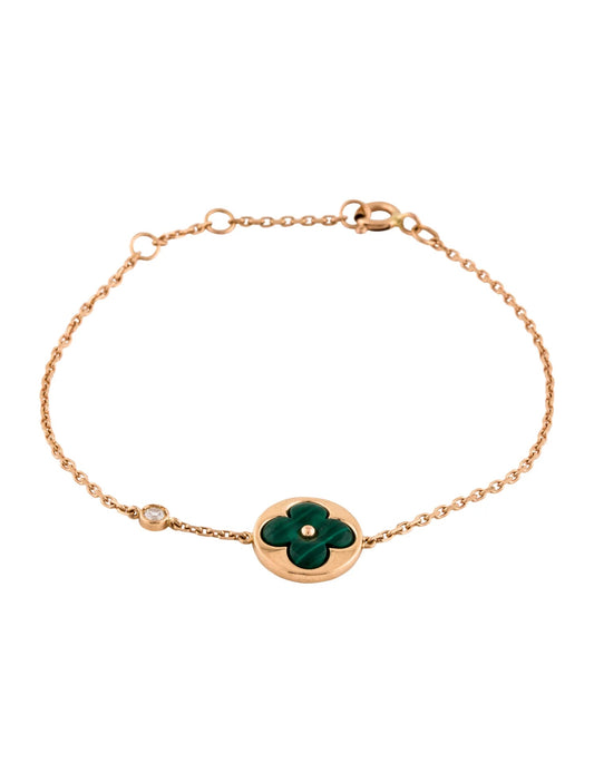 [AURORA]SUN MALACHITE 1 DIAMOND PINK GOLD BRACELET