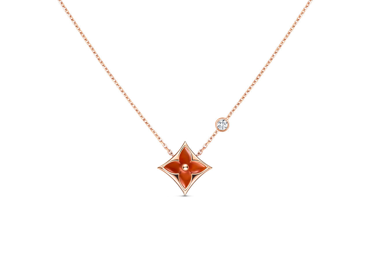 [AURORA]STAR NECKLACE PINK GOLD 1 DIAMOND