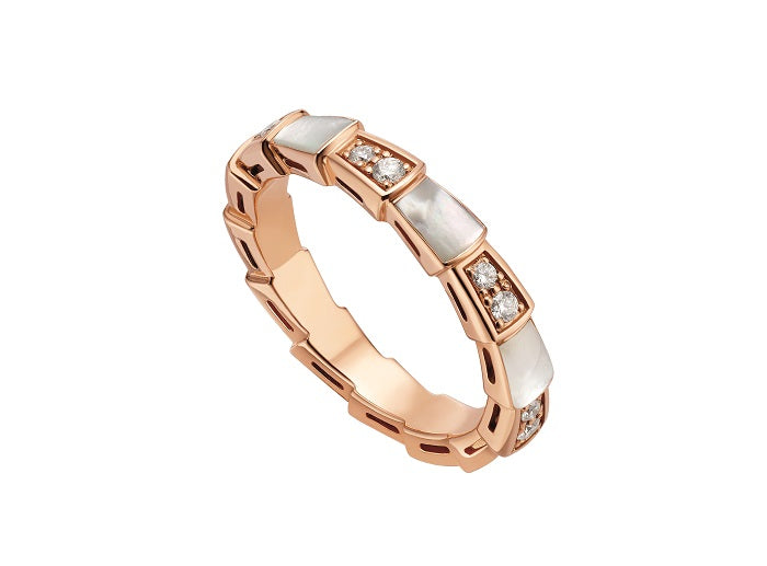 [AURORA]SERPENTI RING PINK GOLD DIAMOND MOP 3MM