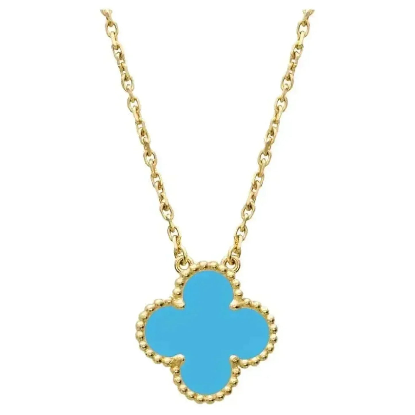 [AURORA]CLOVER 15MM VINTAGE TURQUOISE NECKLACE