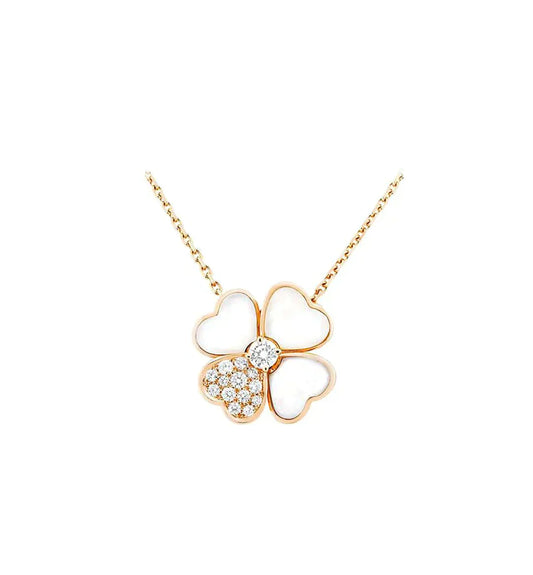 [AURORA]CLOVER MOP DIAMOND ROSE GOLD NECKLACE