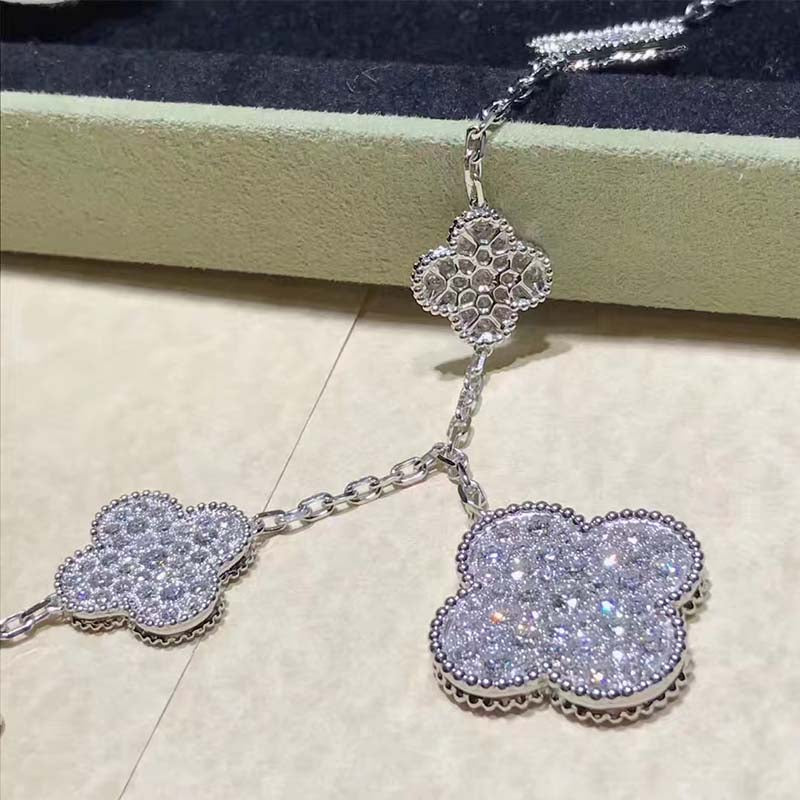 [AURORA]CLOVER 6 MOTIFS SILVER DIAMOND BRACELET