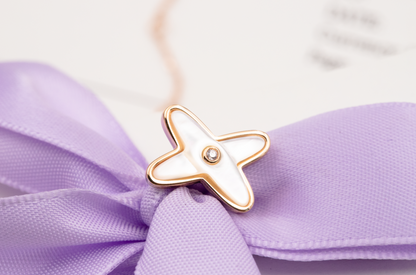 [AURORA]JEUX DE WHITE MOP ROSE GOLD DIAMOND EARRINGS