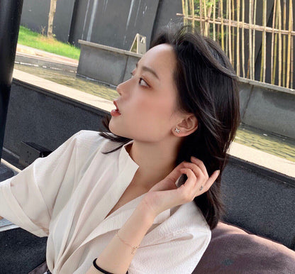 [AURORA]JEUX DE WHITE MOP ROSE GOLD DIAMOND EARRINGS