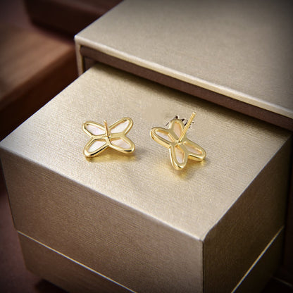 [AURORA]JEUX DE WHITE MOP GOLD DIAMOND EARRINGS