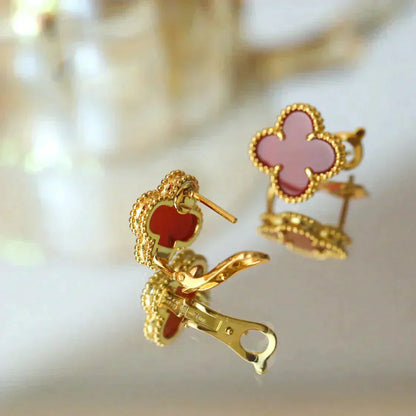 [AURORA]CLOVER MEDIUM 1 MOTIFS CARNELIAN  EARRINGS