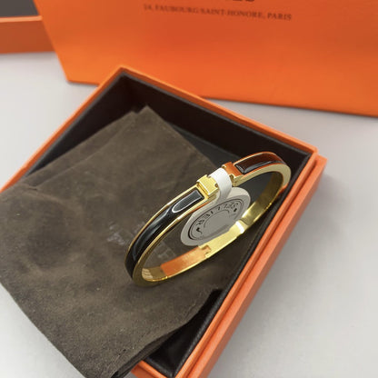 [AURORA]CLASSIC HM CLIC BLACK 8MM ENAMEL BRACELET