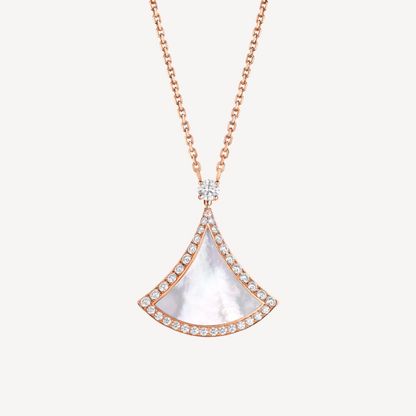 [AURORA]DREAM MOP DIAMOND PAVED PINK GOLD NECKLACE