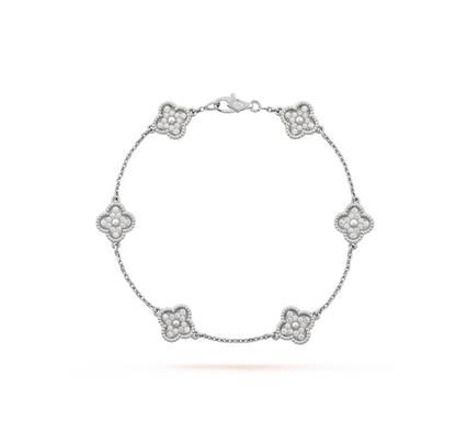 [AURORA]CLOVER 6 MOTIF SILVER DIAMOND BRACELET